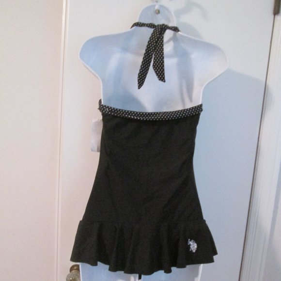 NWT Retro Pin-up Black White Polka Dot Swimsuit M - Picture 2 of 2